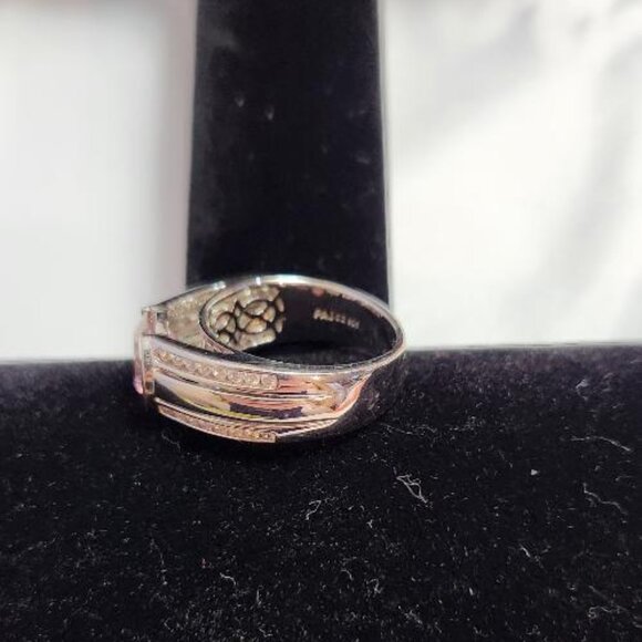925 Silver Ring with Round Pink CZ stone and clear cz stones - Picture 2 of 5
